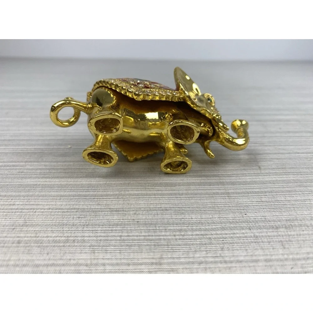 Trinket Box Golden Elephant Bejeweled 4 In Long x 2 In‎ Tall Jewels